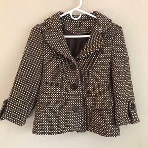 Brown & Cream Tweed 3/4 Sleeve Jacket